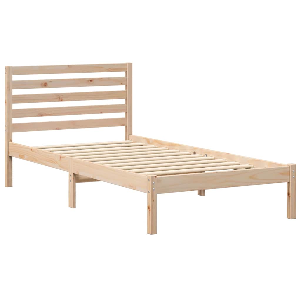 Bedframe met hoofdeinde Bruin 90 x 190 cm Massief grenenhout is nu te koop bij PeponiXL, paradijselijk wonen!