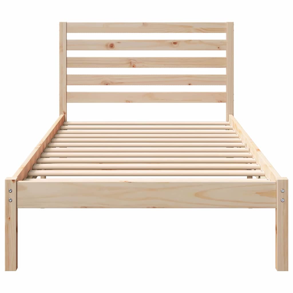 Bedframe met hoofdeinde Bruin 90 x 190 cm Massief grenenhout is nu te koop bij PeponiXL, paradijselijk wonen!