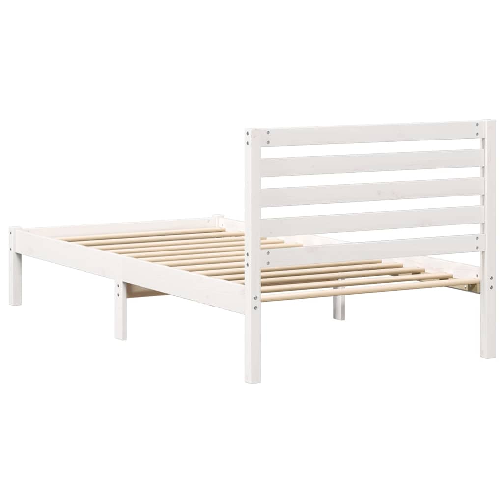 Bedframe met hoofdeinde Wit 90 x 190 cm Massief grenenhout is nu te koop bij PeponiXL, paradijselijk wonen!