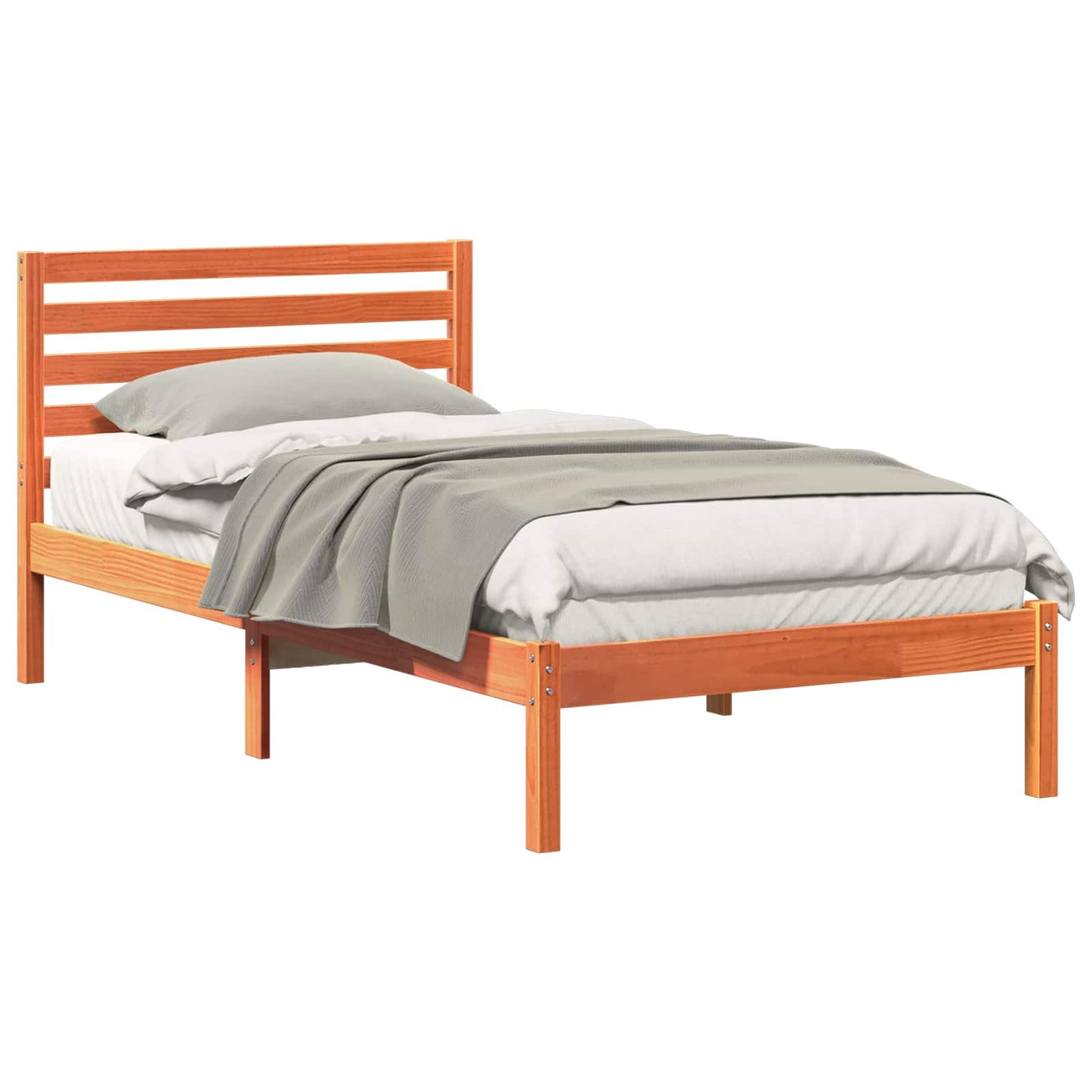 Bedframe met hoofdeinde Wasbruin 90 x 190 cm Massief grenenhout is nu te koop bij PeponiXL, paradijselijk wonen!