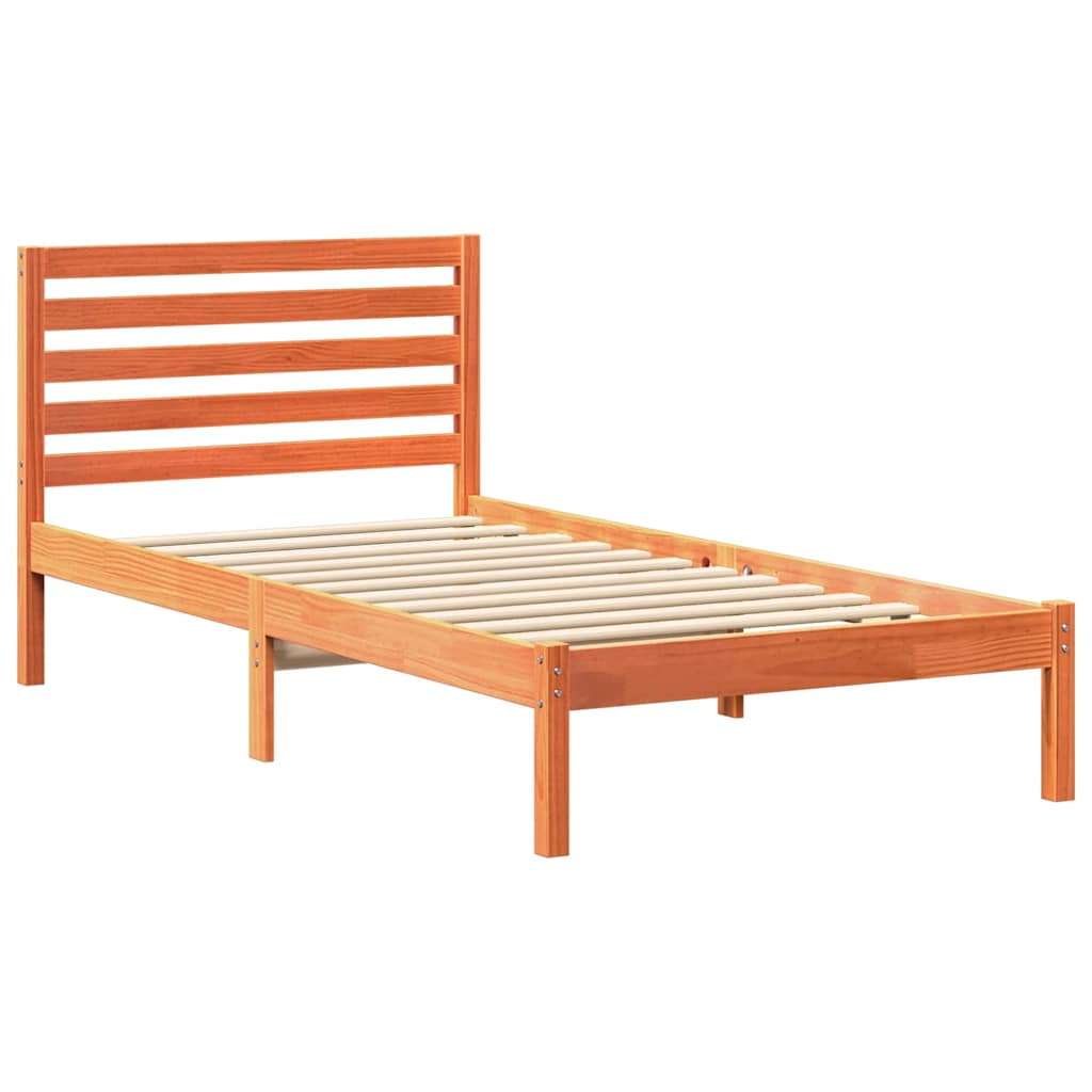 Bedframe met hoofdeinde Wasbruin 90 x 190 cm Massief grenenhout is nu te koop bij PeponiXL, paradijselijk wonen!