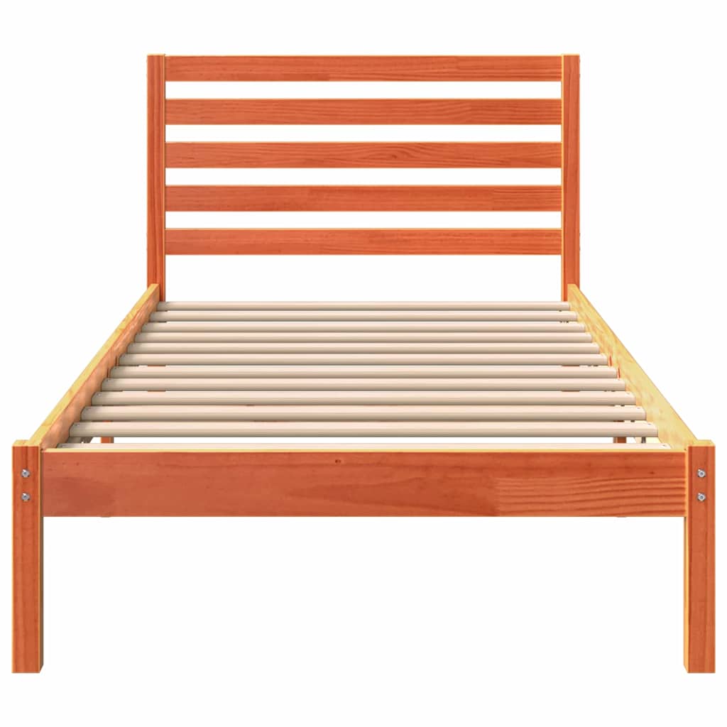 Bedframe met hoofdeinde Wasbruin 90 x 190 cm Massief grenenhout is nu te koop bij PeponiXL, paradijselijk wonen!