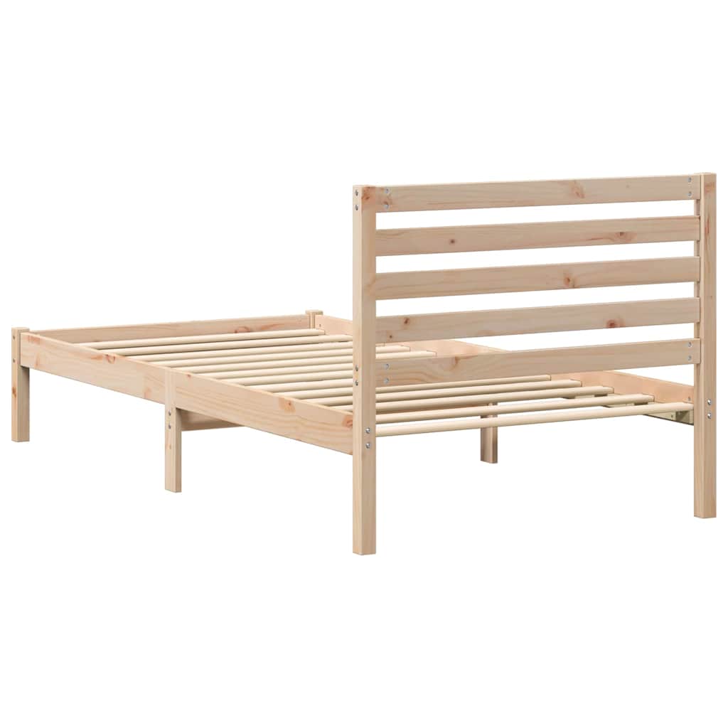 Bedframe met hoofdeinde Bruin 75 x 190 cm Massief grenenhout is nu te koop bij PeponiXL, paradijselijk wonen!