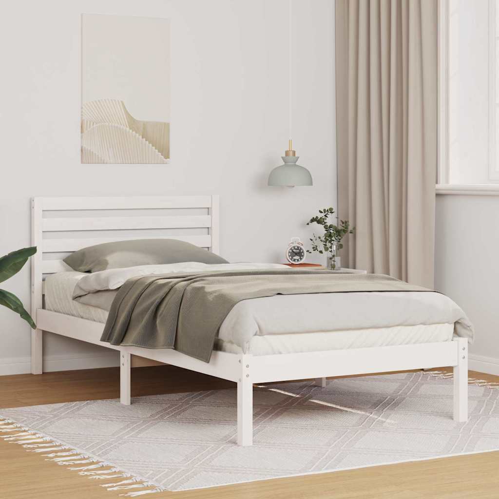 Bedframe met hoofdeinde Wit 75 x 190 cm Massief grenenhout is nu te koop bij PeponiXL, paradijselijk wonen!