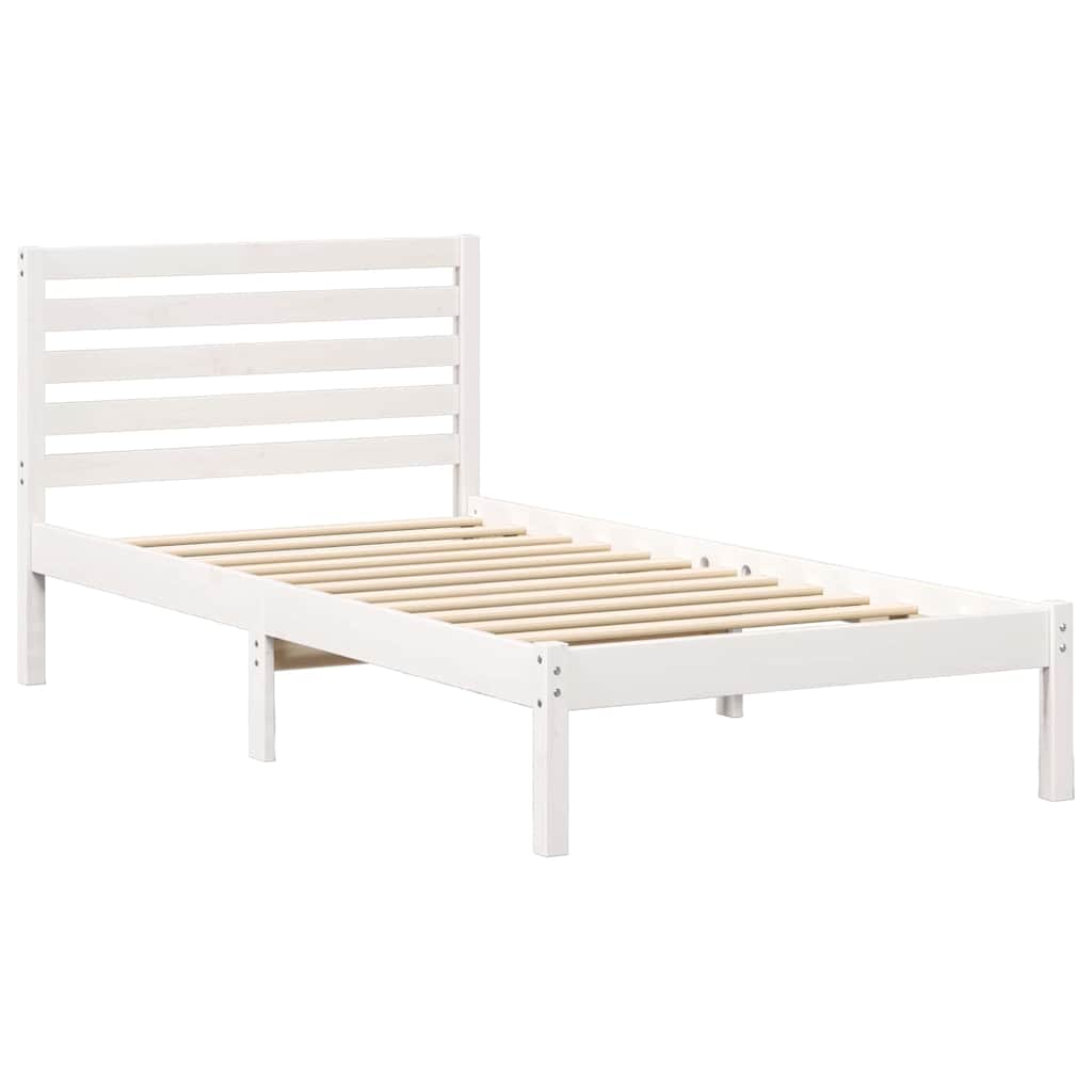 Bedframe met hoofdeinde Wit 75 x 190 cm Massief grenenhout is nu te koop bij PeponiXL, paradijselijk wonen!