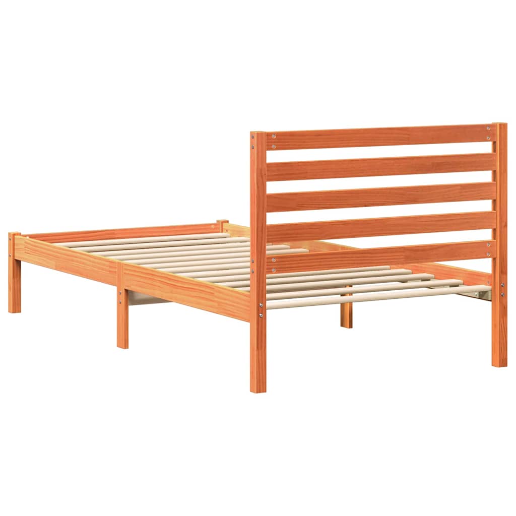 Bedframe met hoofdeinde Wasbruin 75 x 190 cm Massief grenenhout is nu te koop bij PeponiXL, paradijselijk wonen!