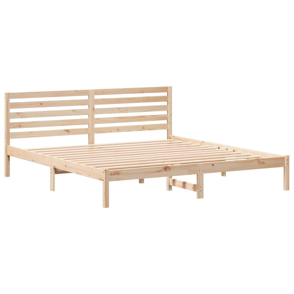 Bedframe met hoofdeinde Bruin 200 x 200 cm Massief grenenhout is nu te koop bij PeponiXL, paradijselijk wonen!