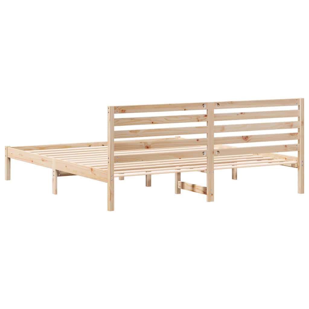 Bedframe met hoofdeinde Bruin 200 x 200 cm Massief grenenhout is nu te koop bij PeponiXL, paradijselijk wonen!