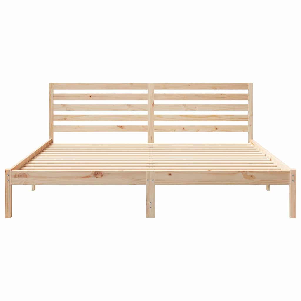 Bedframe met hoofdeinde Bruin 200 x 200 cm Massief grenenhout is nu te koop bij PeponiXL, paradijselijk wonen!