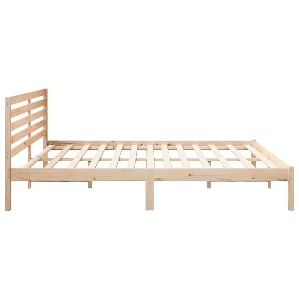 Bedframe met hoofdeinde Bruin 200 x 200 cm Massief grenenhout is nu te koop bij PeponiXL, paradijselijk wonen!