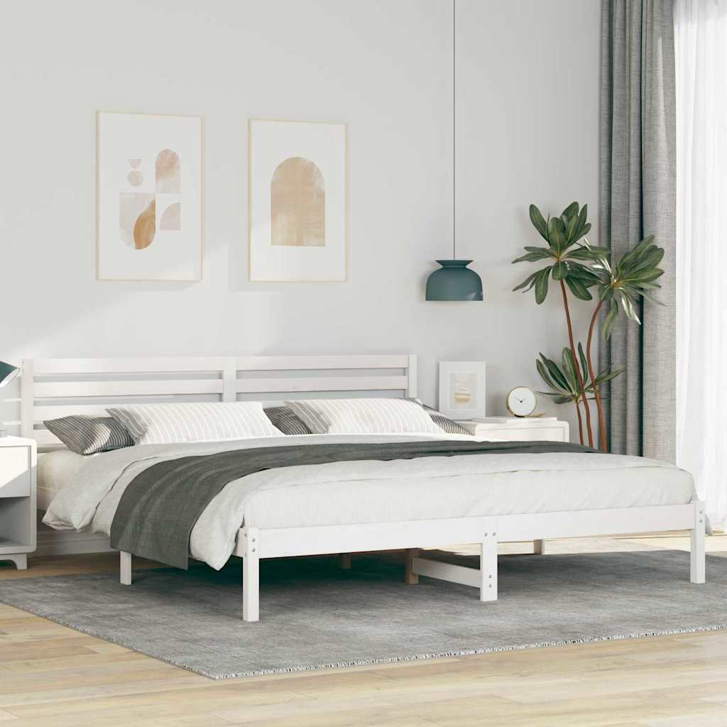 Bedframe met hoofdeinde Wit 180 x 200 cm Massief grenenhout is nu te koop bij PeponiXL, paradijselijk wonen!