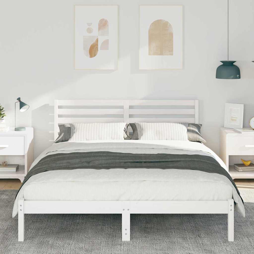 Bedframe met hoofdeinde Wit 180 x 200 cm Massief grenenhout is nu te koop bij PeponiXL, paradijselijk wonen!