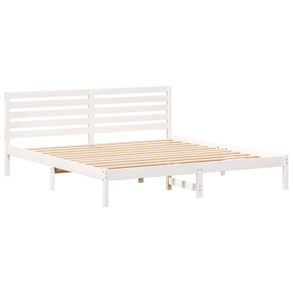 Bedframe met hoofdeinde Wit 180 x 200 cm Massief grenenhout is nu te koop bij PeponiXL, paradijselijk wonen!