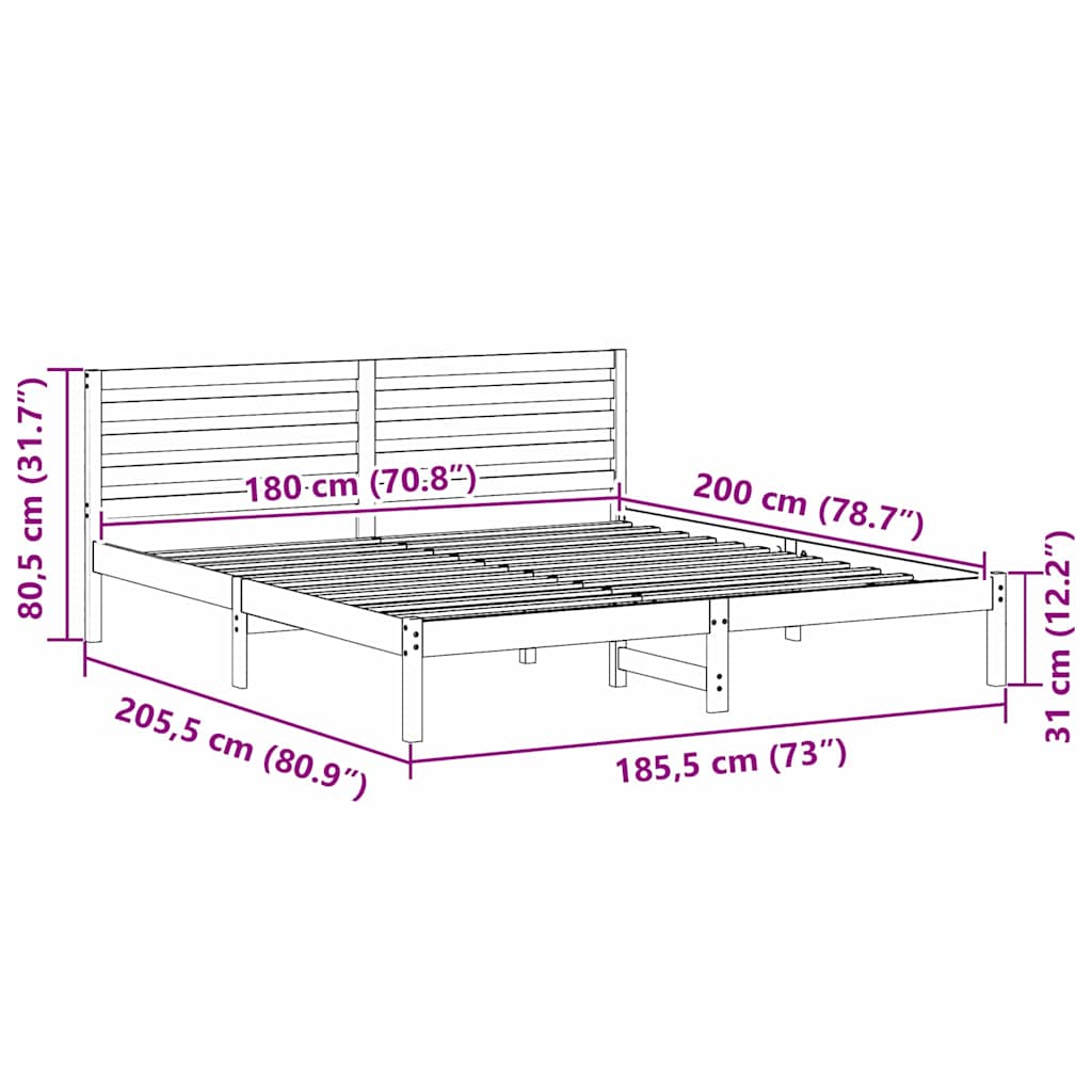Bedframe Wasbruin 180 x 200 cm Massief grenenhout is nu te koop bij PeponiXL, paradijselijk wonen!