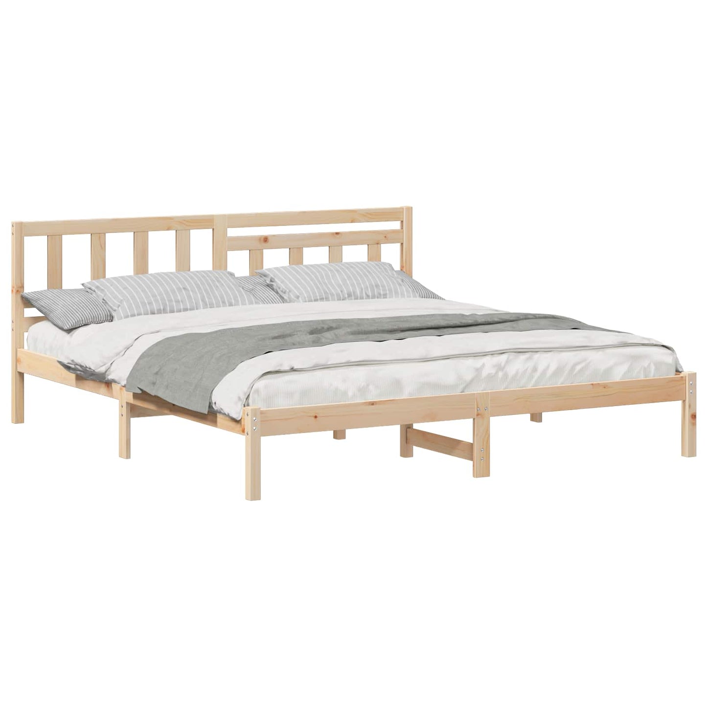 Bedframe met hoofdeinde Bruin 160 x 200 cm Massief grenenhout is nu te koop bij PeponiXL, paradijselijk wonen!