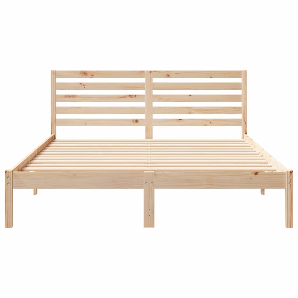Bedframe met hoofdeinde Bruin 160 x 200 cm Massief grenenhout is nu te koop bij PeponiXL, paradijselijk wonen!