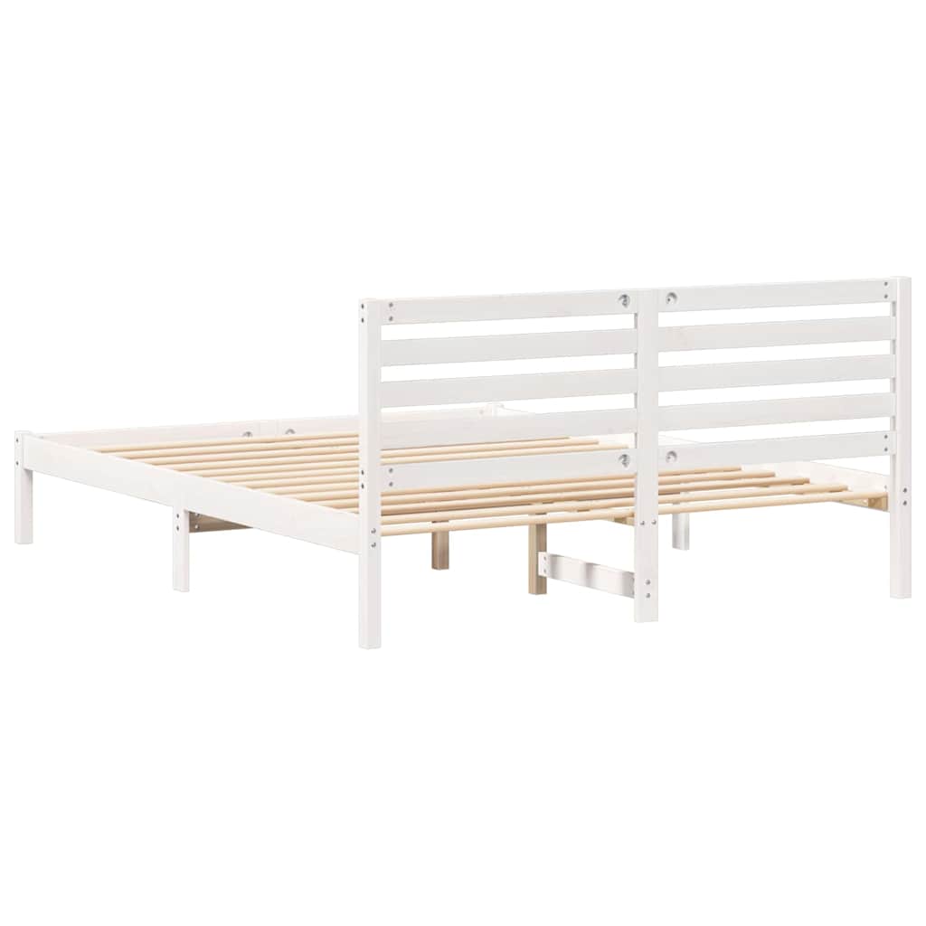 Bedframe met hoofdeinde Wit 160 x 200 cm Massief grenenhout is nu te koop bij PeponiXL, paradijselijk wonen!