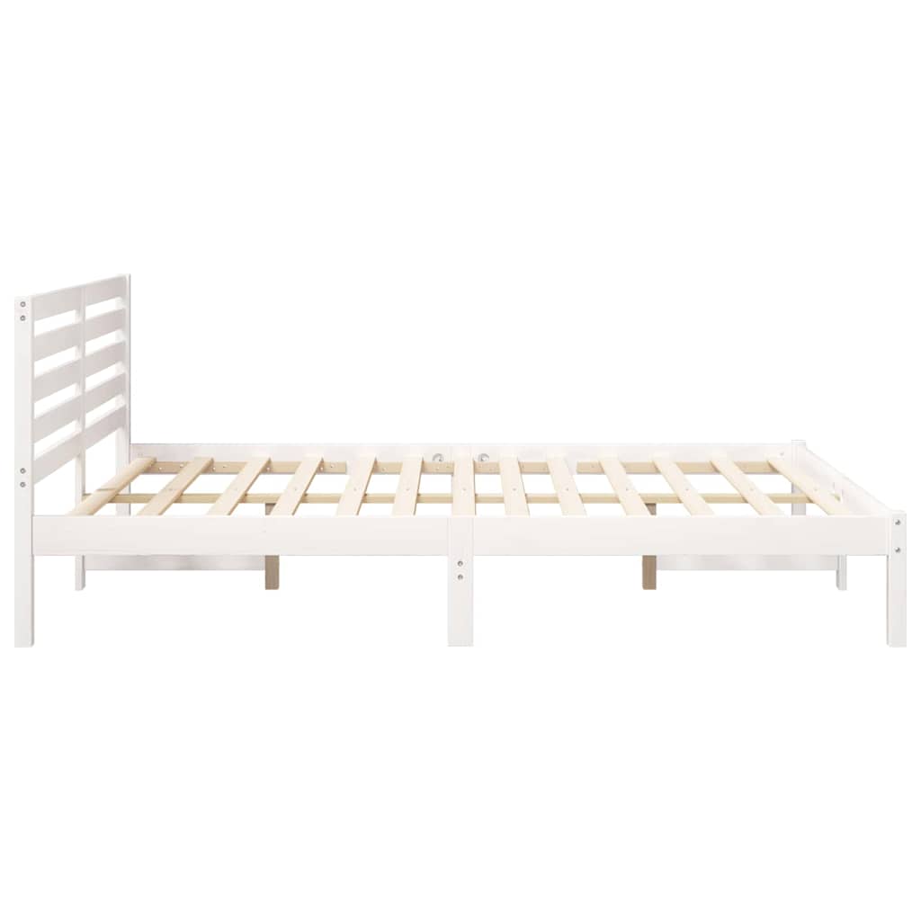 Bedframe met hoofdeinde Wit 160 x 200 cm Massief grenenhout is nu te koop bij PeponiXL, paradijselijk wonen!
