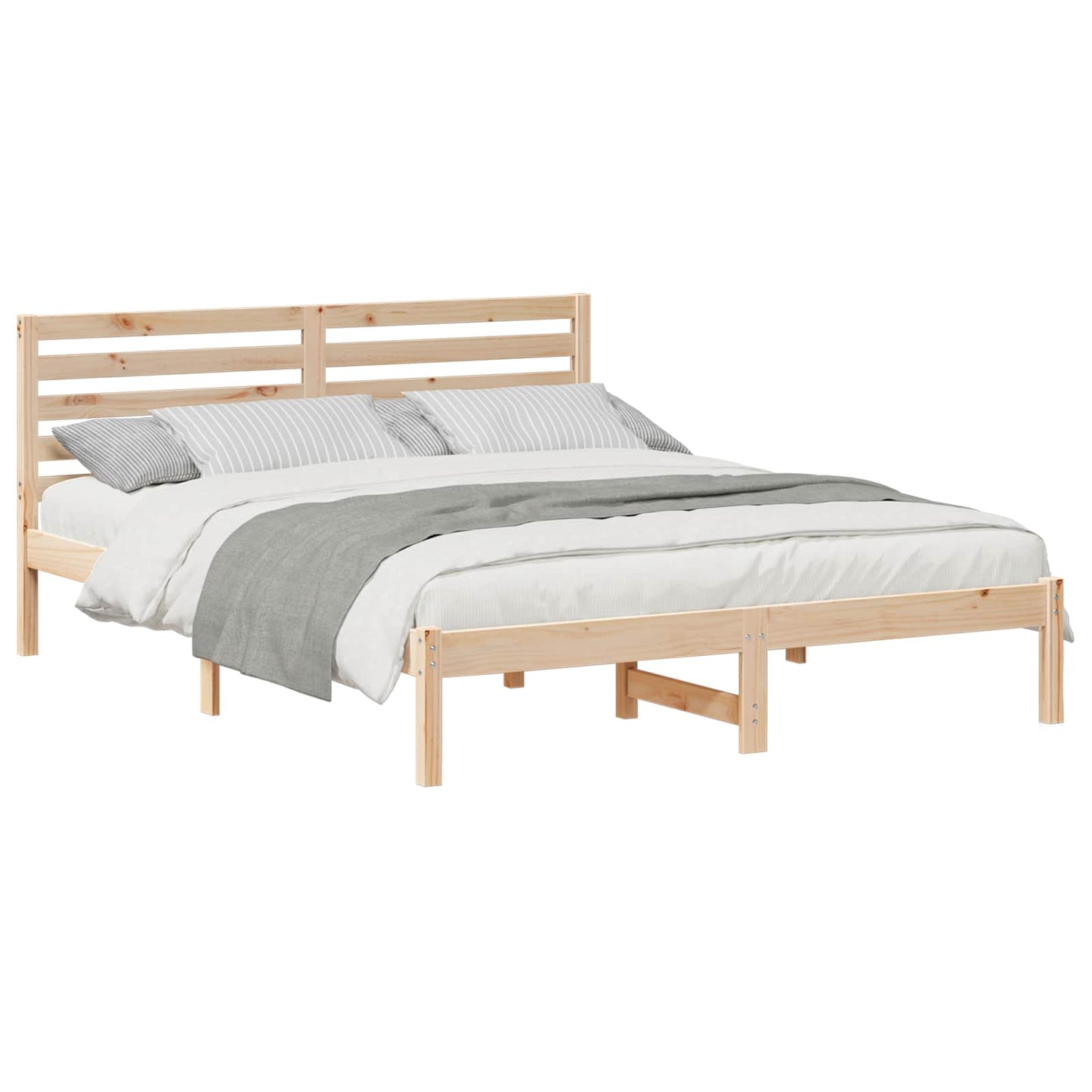 Bedframe met hoofdeinde Bruin 150 x 200 cm Massief grenenhout is nu te koop bij PeponiXL, paradijselijk wonen!