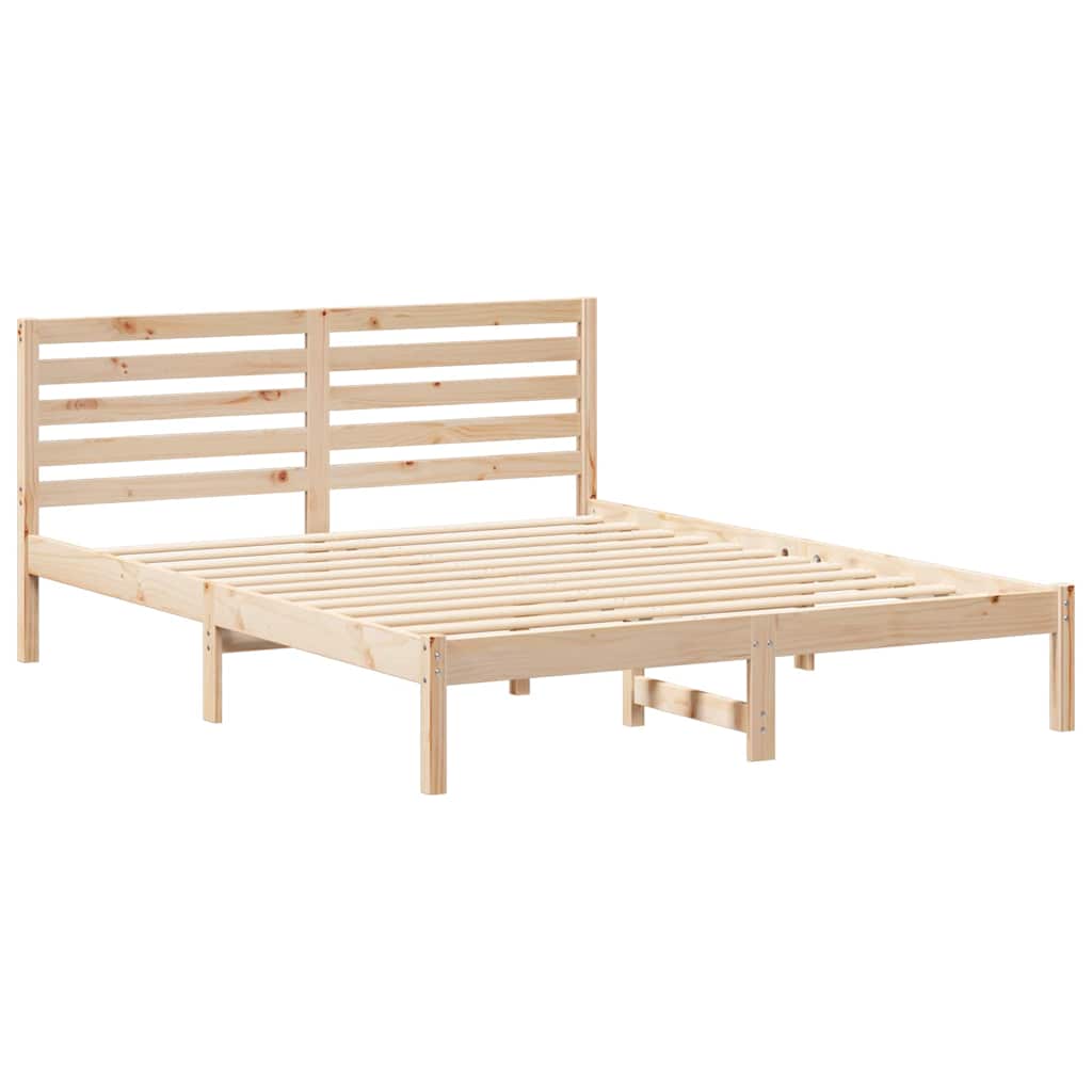 Bedframe met hoofdeinde Bruin 150 x 200 cm Massief grenenhout is nu te koop bij PeponiXL, paradijselijk wonen!