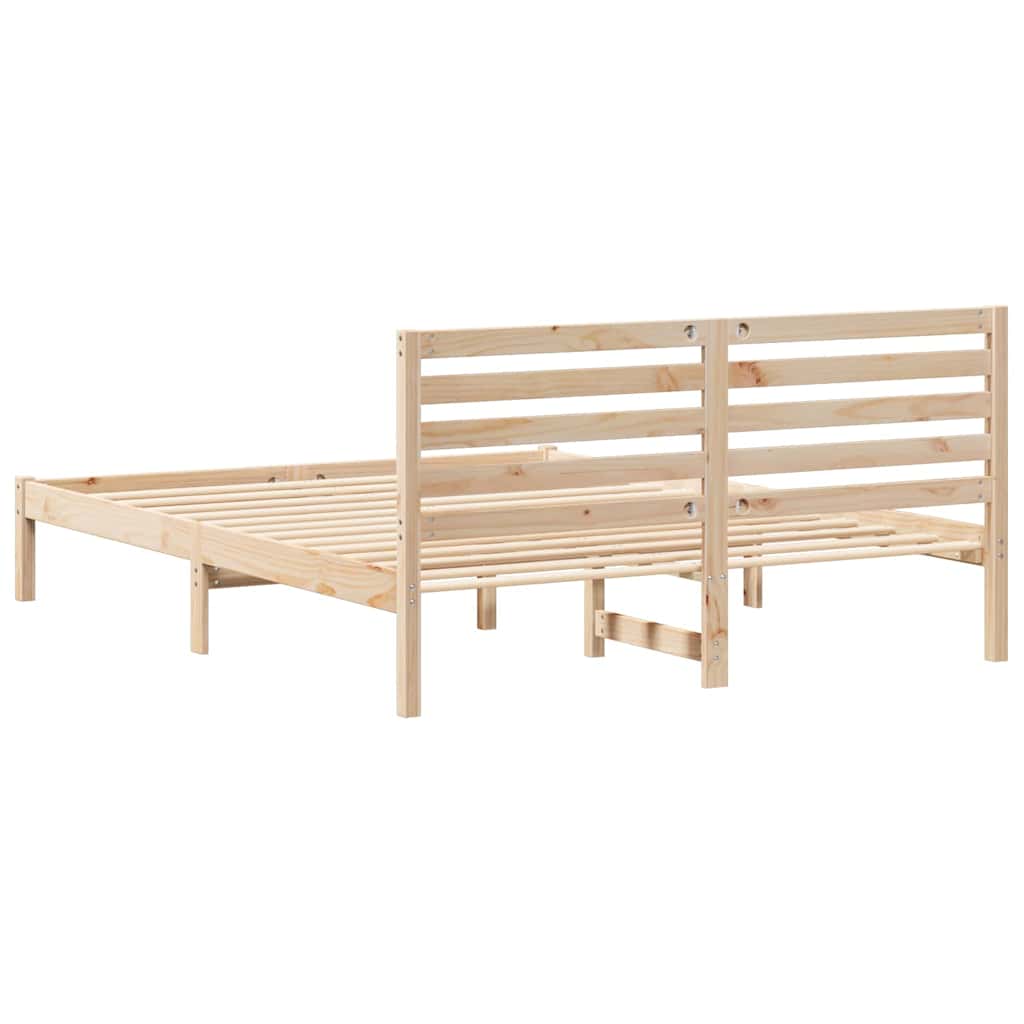 Bedframe met hoofdeinde Bruin 140 x 200 cm Massief grenenhout is nu te koop bij PeponiXL, paradijselijk wonen!