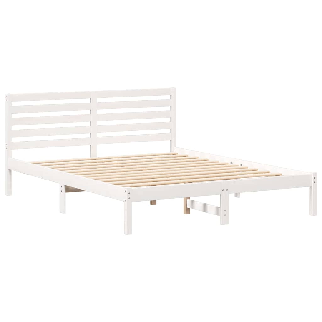 Bedframe met hoofdeinde Wit 140 x 200 cm Massief grenenhout is nu te koop bij PeponiXL, paradijselijk wonen!