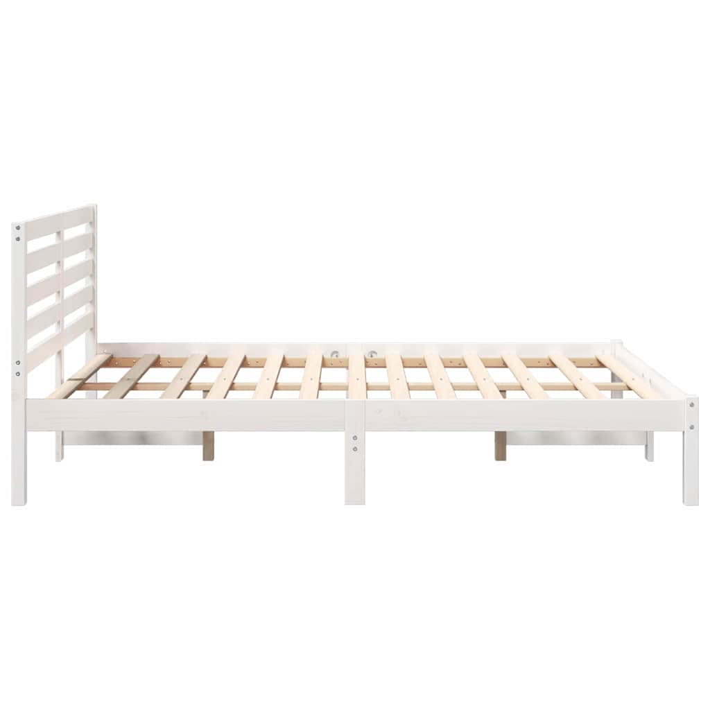 Bedframe met hoofdeinde Wit 120 x 200 cm Massief grenenhout is nu te koop bij PeponiXL, paradijselijk wonen!