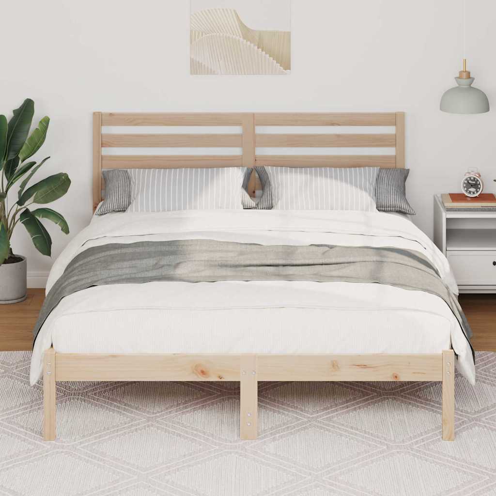 Bedframe met hoofdeinde Bruin 120 x 190 cm Massief grenenhout is nu te koop bij PeponiXL, paradijselijk wonen!