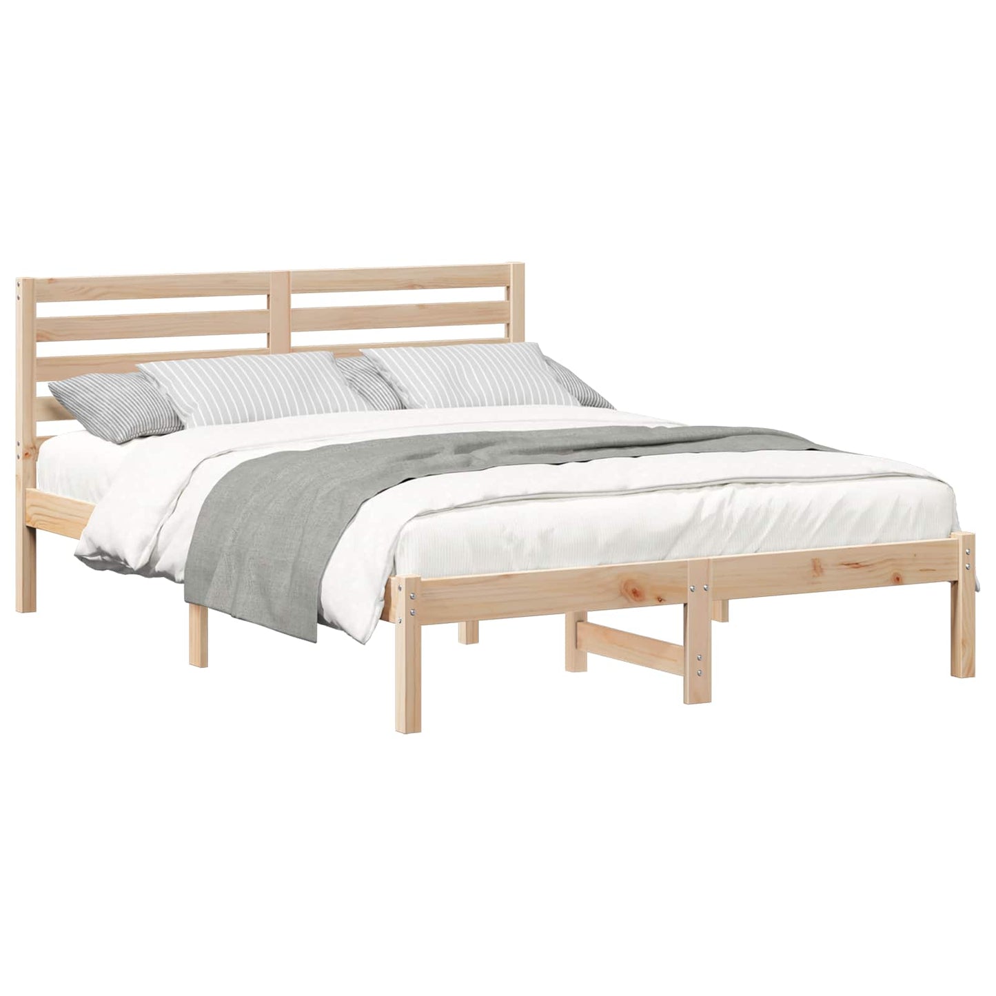 Bedframe met hoofdeinde Bruin 120 x 190 cm Massief grenenhout is nu te koop bij PeponiXL, paradijselijk wonen!