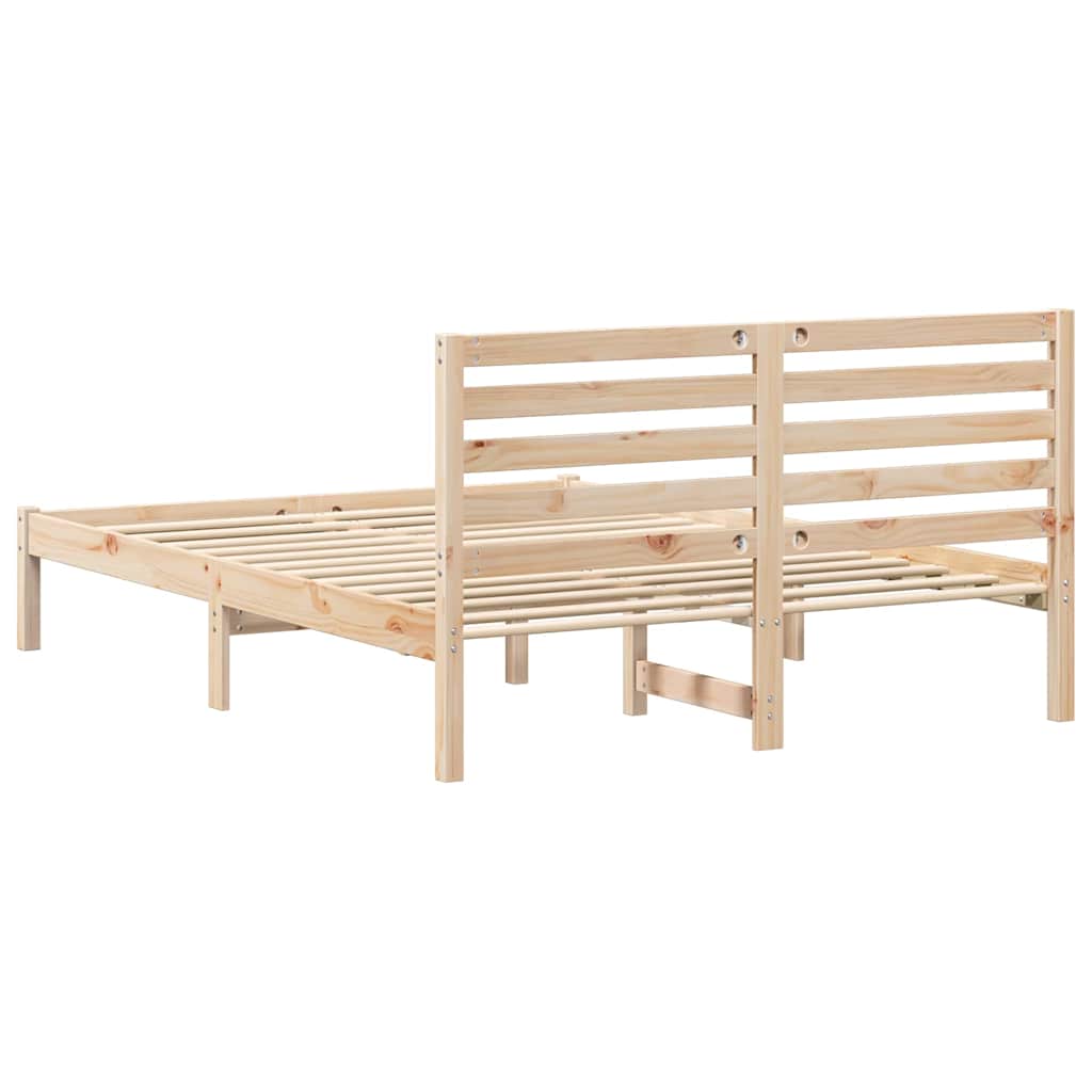 Bedframe met hoofdeinde Bruin 120 x 190 cm Massief grenenhout is nu te koop bij PeponiXL, paradijselijk wonen!