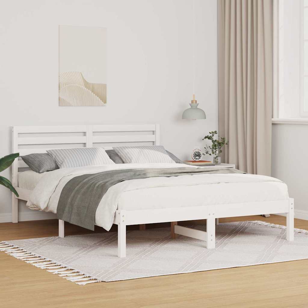 Bedframe met hoofdeinde Wit 120 x 190 cm Massief grenenhout is nu te koop bij PeponiXL, paradijselijk wonen!