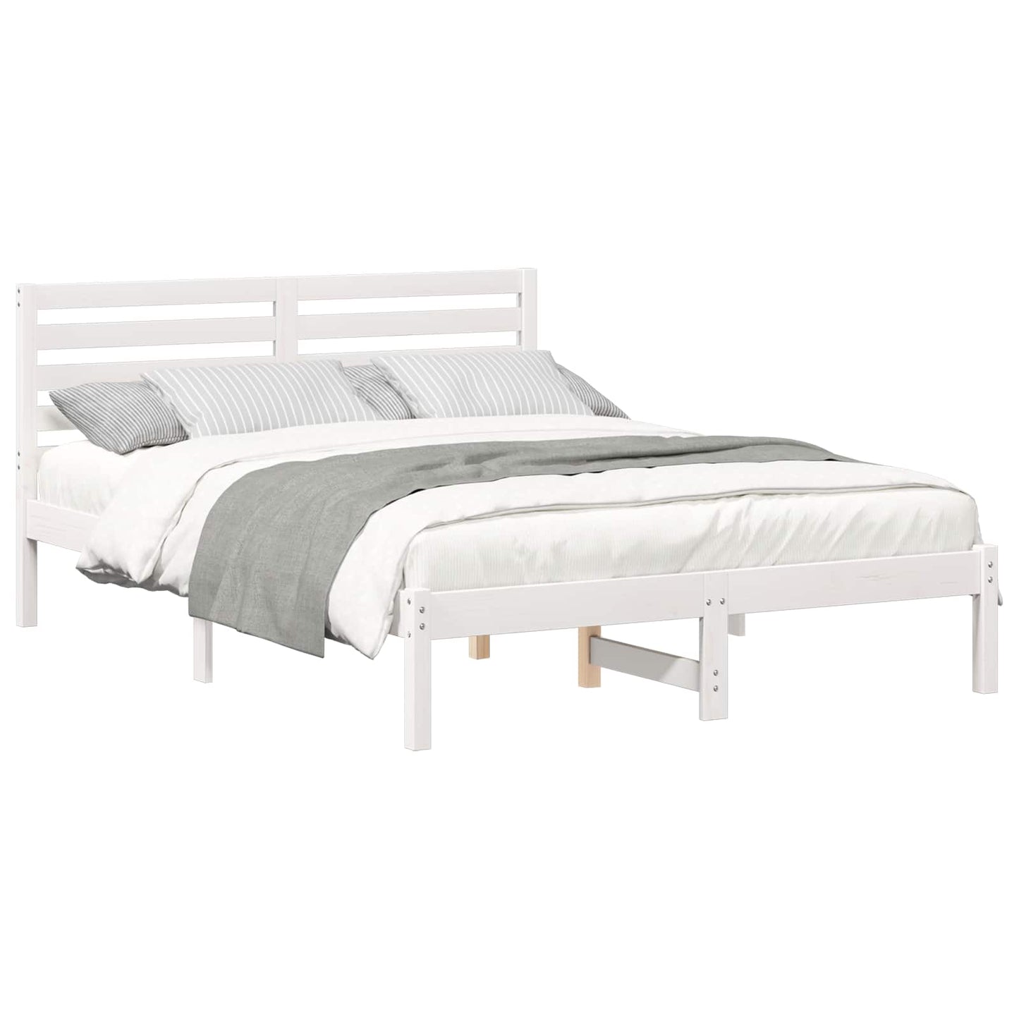 Bedframe met hoofdeinde Wit 120 x 190 cm Massief grenenhout is nu te koop bij PeponiXL, paradijselijk wonen!