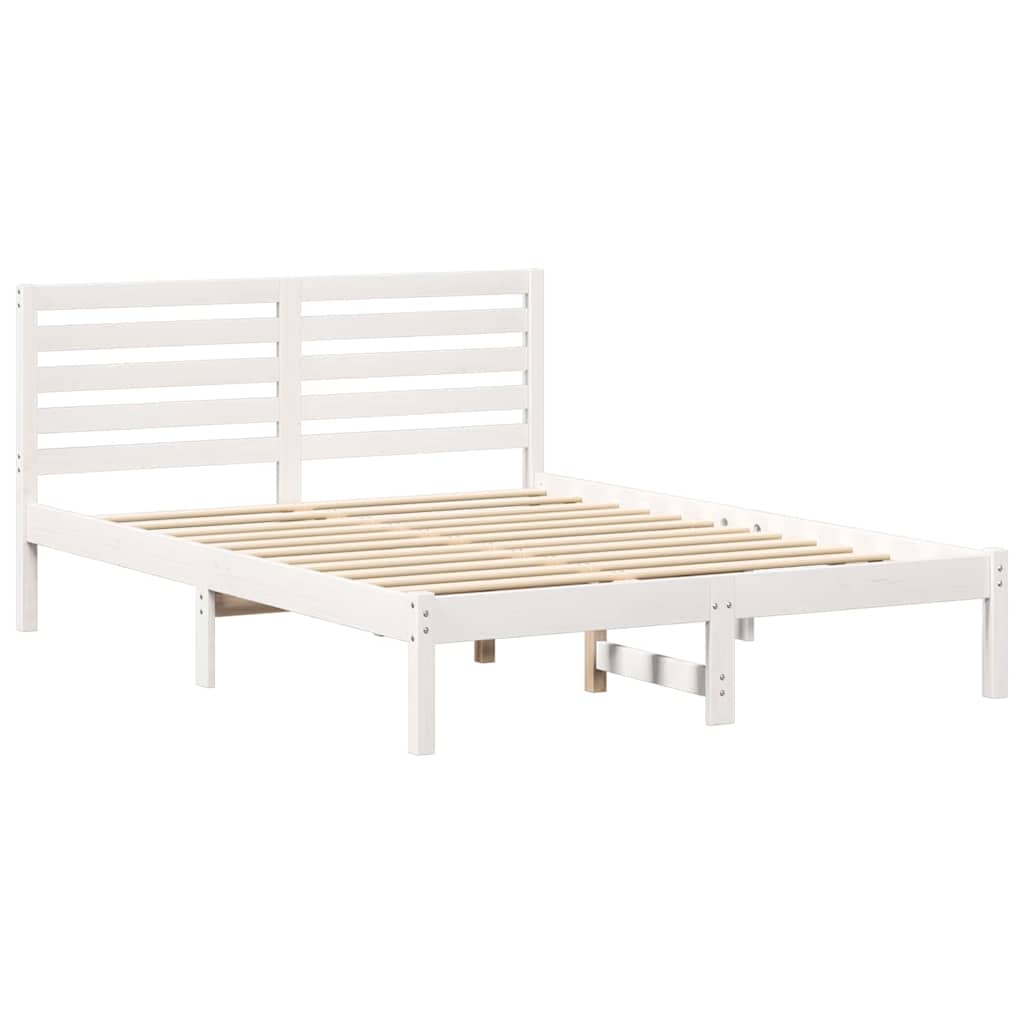 Bedframe met hoofdeinde Wit 120 x 190 cm Massief grenenhout is nu te koop bij PeponiXL, paradijselijk wonen!