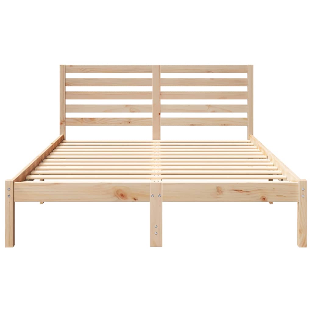 Bedframe met hoofdeinde Bruin 140 x 190 cm Massief grenenhout is nu te koop bij PeponiXL, paradijselijk wonen!