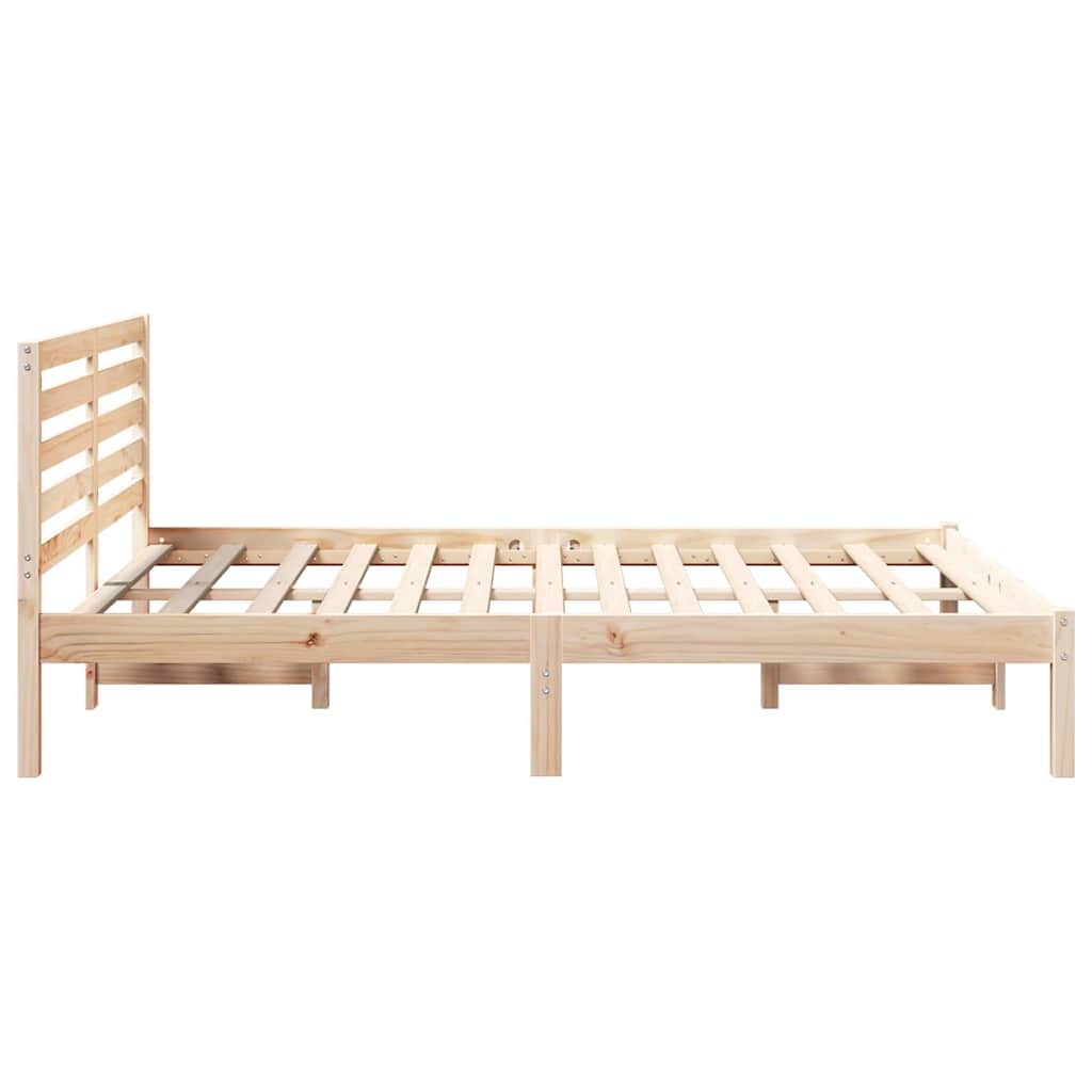 Bedframe met hoofdeinde Bruin 140 x 190 cm Massief grenenhout is nu te koop bij PeponiXL, paradijselijk wonen!