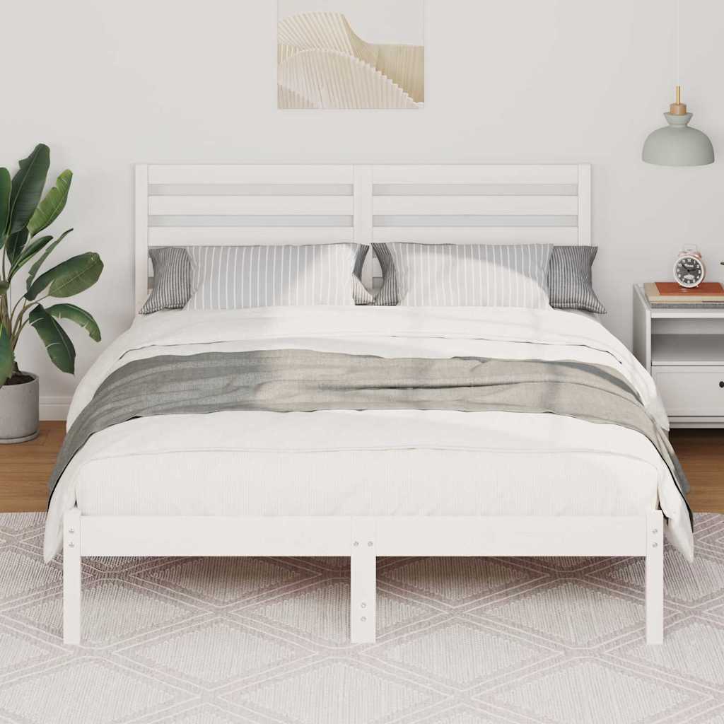 Bedframe met hoofdeinde Wit 140 x 190 cm Massief grenenhout is nu te koop bij PeponiXL, paradijselijk wonen!