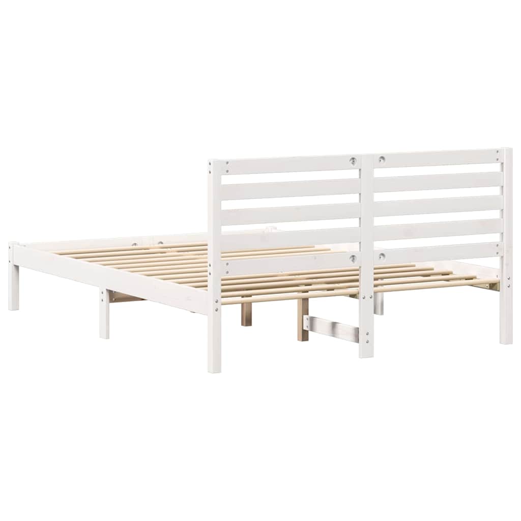 Bedframe met hoofdeinde Wit 140 x 190 cm Massief grenenhout is nu te koop bij PeponiXL, paradijselijk wonen!