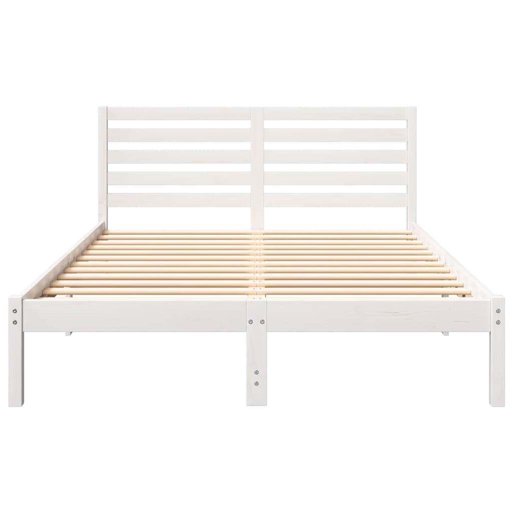 Bedframe met hoofdeinde Wit 135 x 190 cm Massief grenenhout is nu te koop bij PeponiXL, paradijselijk wonen!