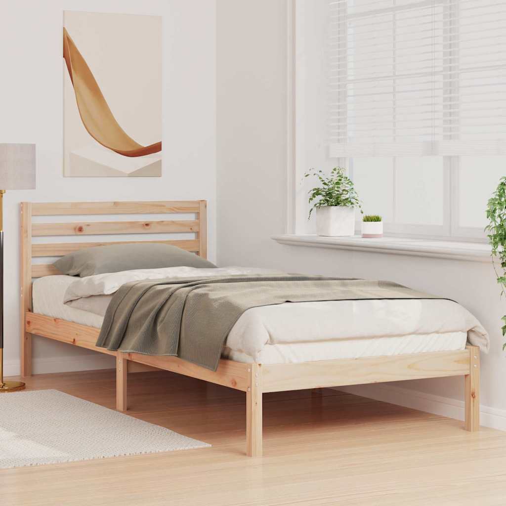 Bedframe met hoofdeinde Bruin 80 x 210 cm Massief grenenhout is nu te koop bij PeponiXL, paradijselijk wonen!