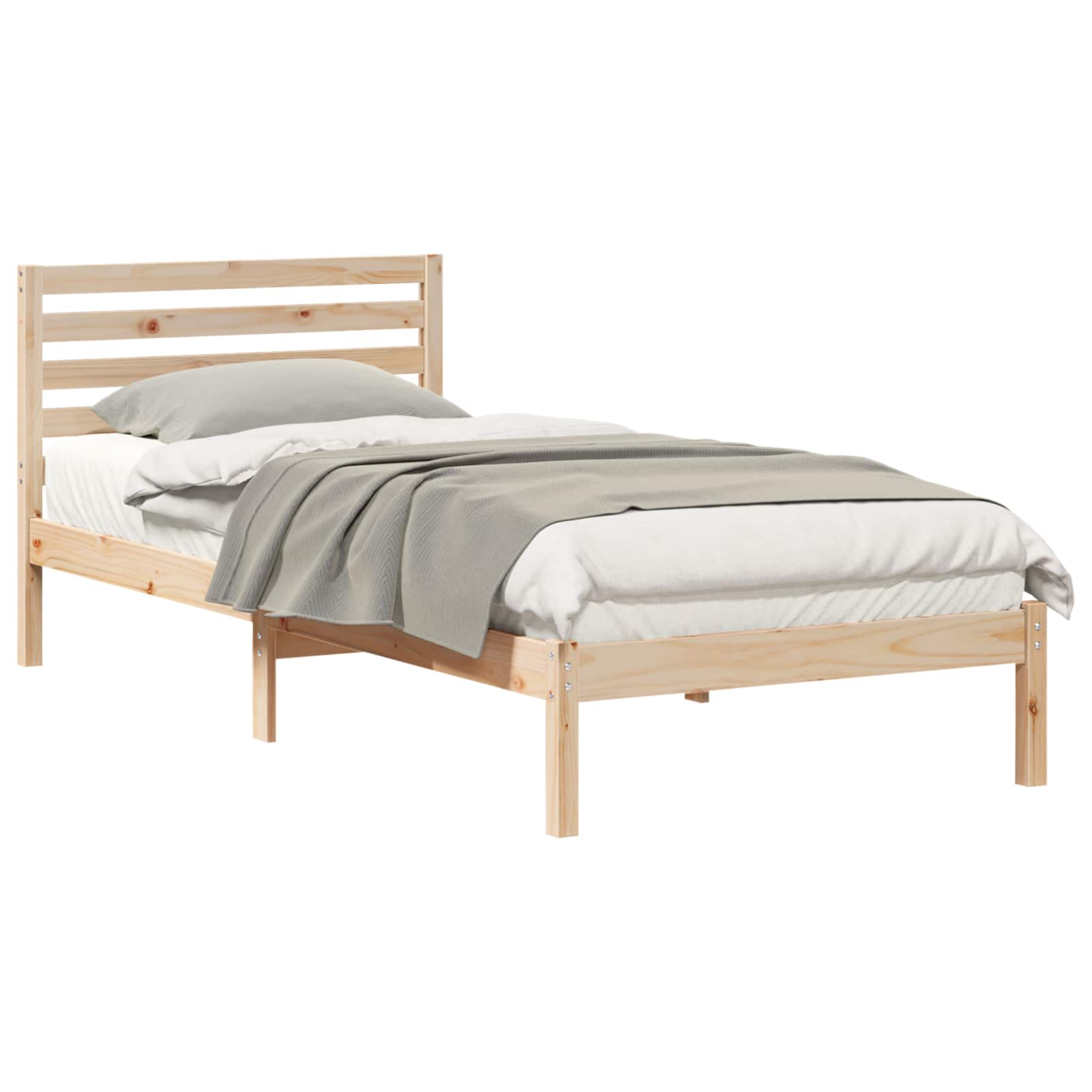 Bedframe met hoofdeinde Bruin 80 x 210 cm Massief grenenhout is nu te koop bij PeponiXL, paradijselijk wonen!