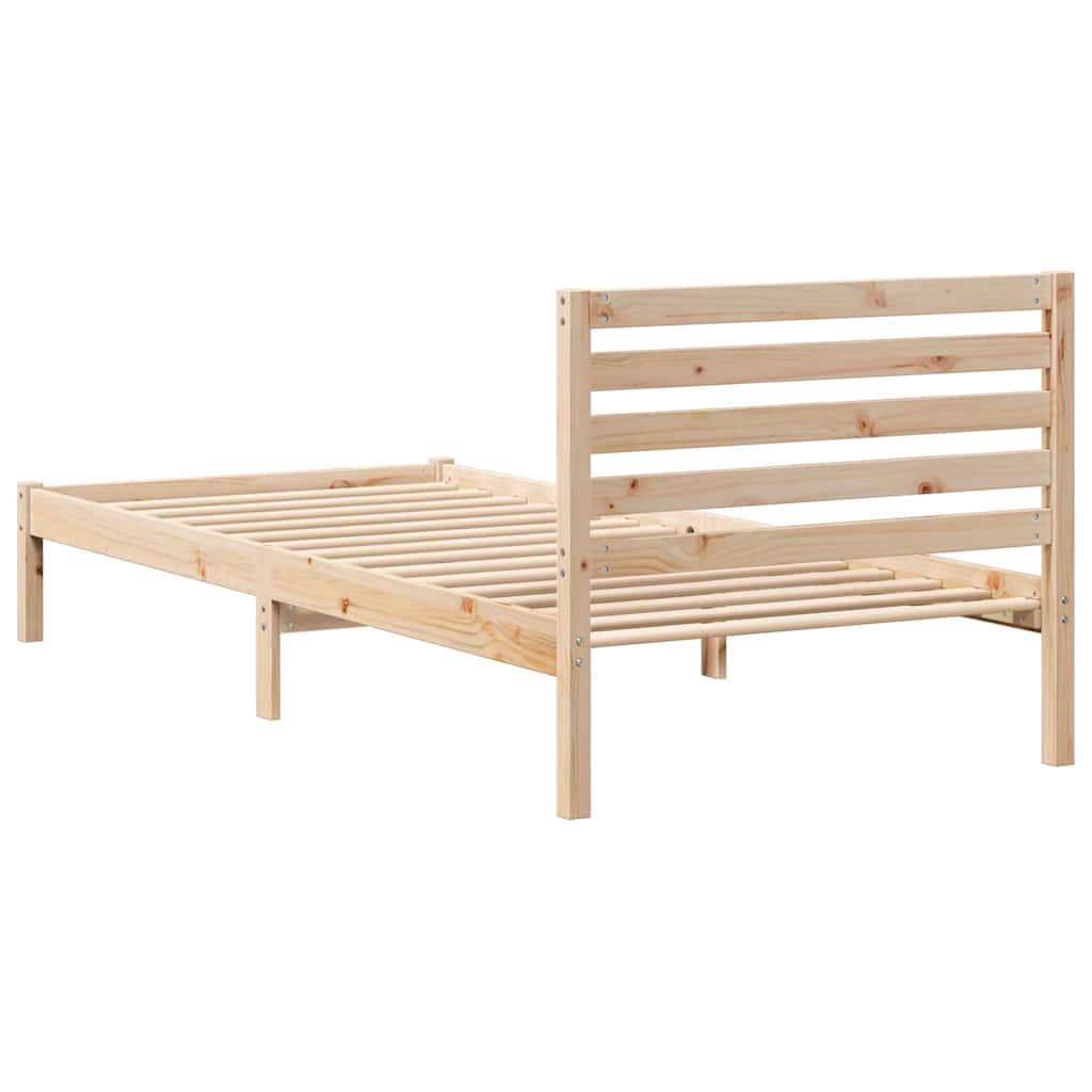 Bedframe met hoofdeinde Bruin 80 x 210 cm Massief grenenhout is nu te koop bij PeponiXL, paradijselijk wonen!