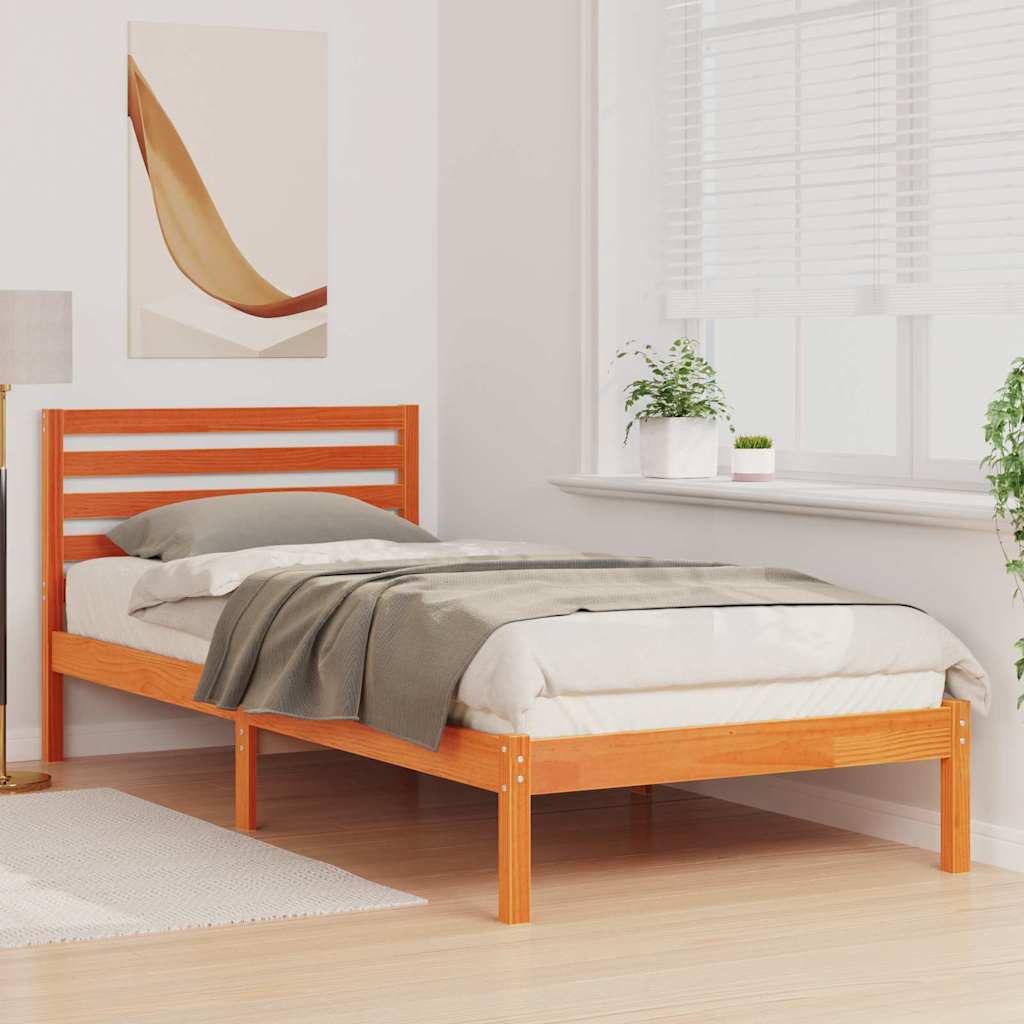 Bedframe met hoofdeinde Wasbruin 80 x 210 cm Massief grenenhout is nu te koop bij PeponiXL, paradijselijk wonen!