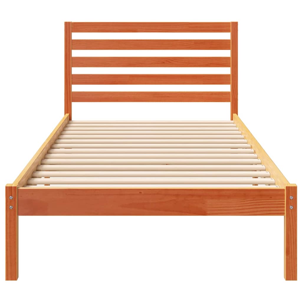Bedframe met hoofdeinde Wasbruin 80 x 210 cm Massief grenenhout is nu te koop bij PeponiXL, paradijselijk wonen!