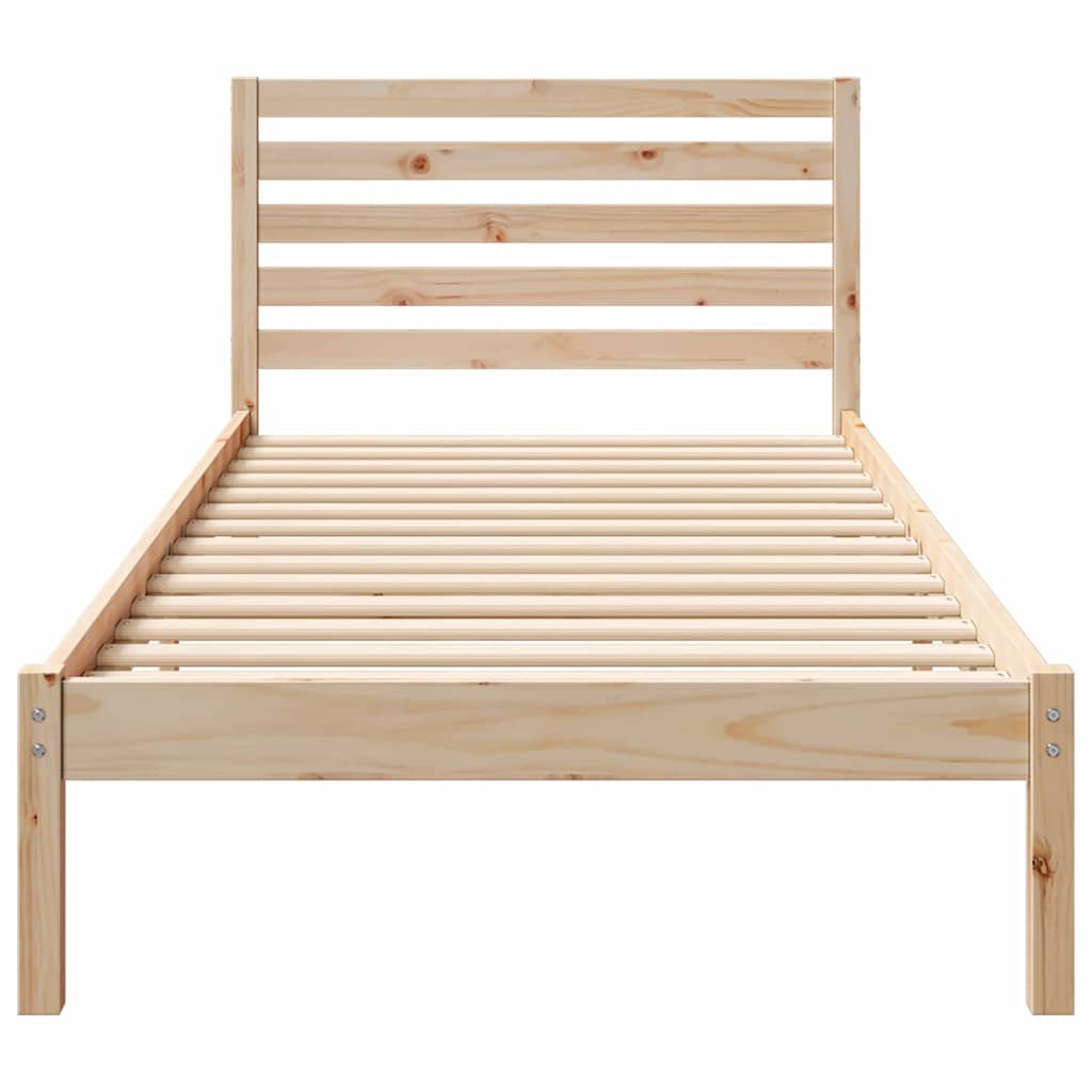 Bedframe met hoofdeinde Bruin 90 x 210 cm Massief grenenhout is nu te koop bij PeponiXL, paradijselijk wonen!
