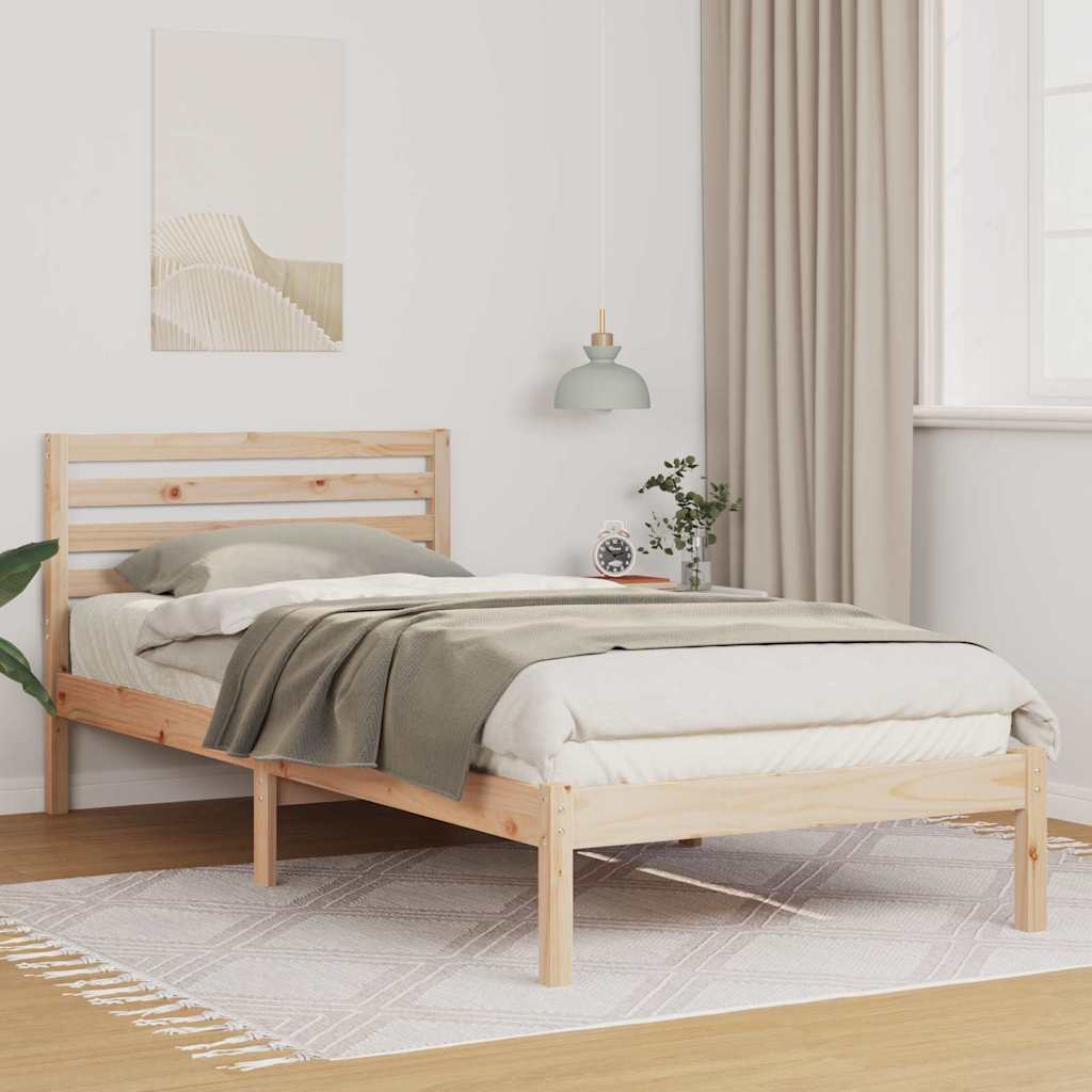 Bedframe met hoofdeinde Bruin 100 x 210 cm Massief grenenhout is nu te koop bij PeponiXL, paradijselijk wonen!