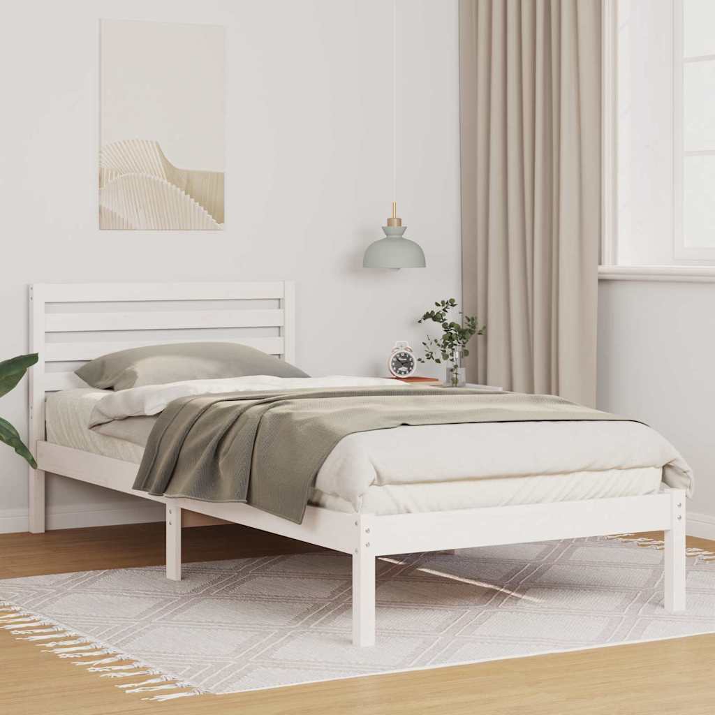 Bedframe met hoofdeinde Wit 100 x 210 cm Massief grenenhout is nu te koop bij PeponiXL, paradijselijk wonen!