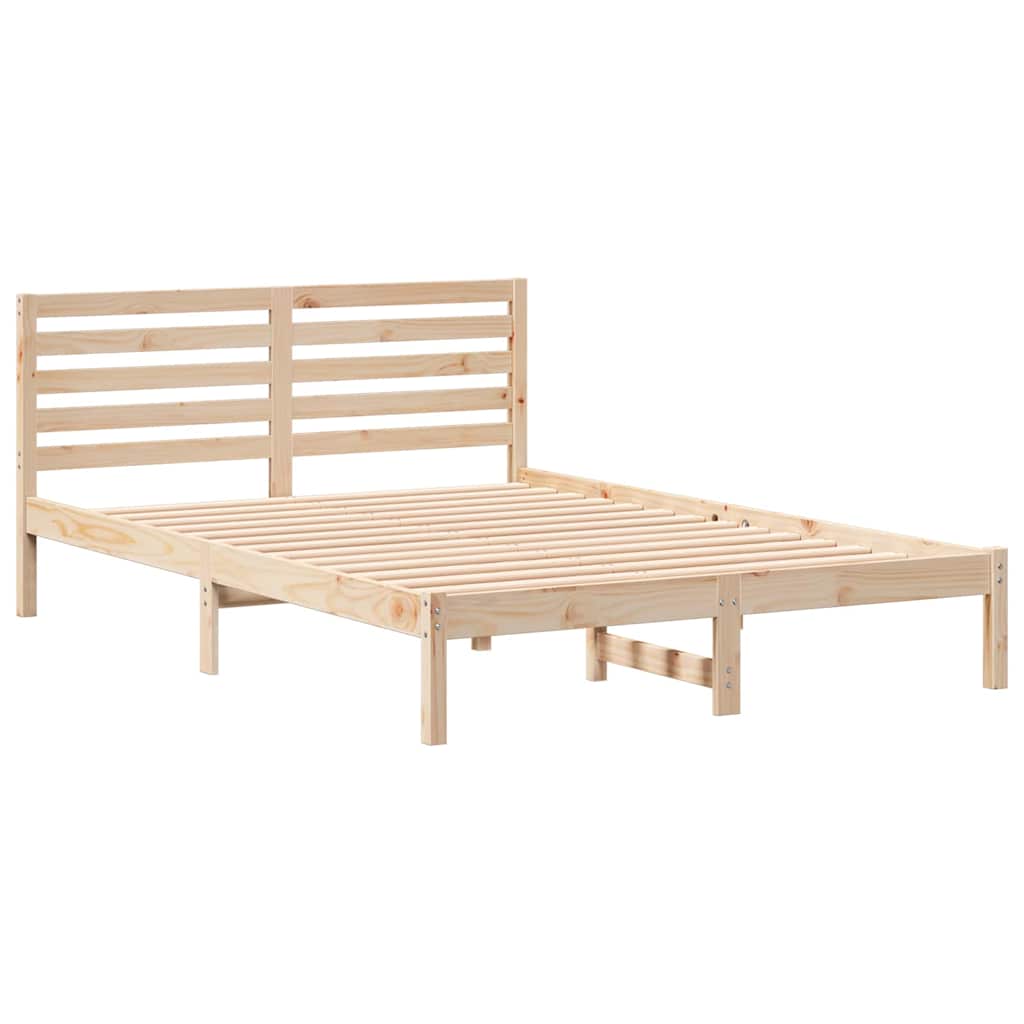 Bedframe met hoofdeinde Bruin 140 x 210 cm Massief grenenhout is nu te koop bij PeponiXL, paradijselijk wonen!
