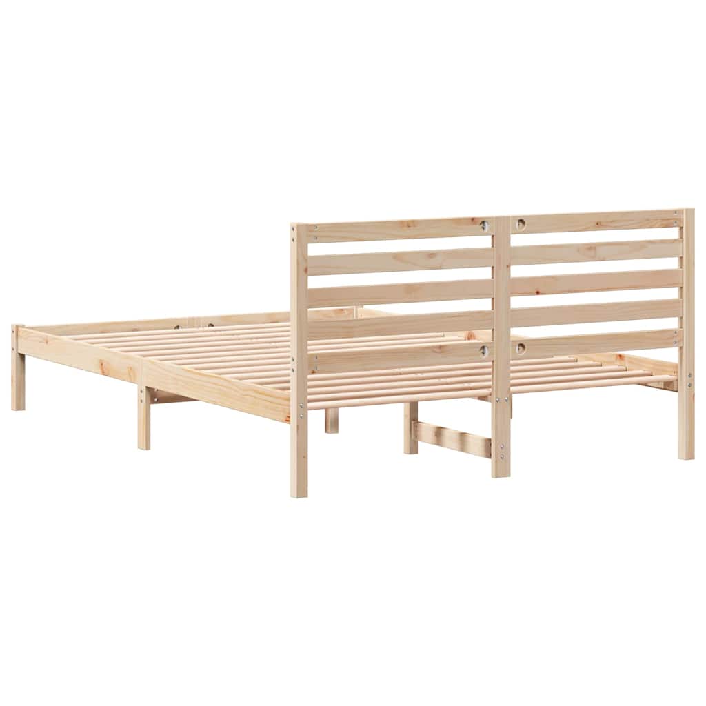 Bedframe met hoofdeinde Bruin 140 x 210 cm Massief grenenhout is nu te koop bij PeponiXL, paradijselijk wonen!