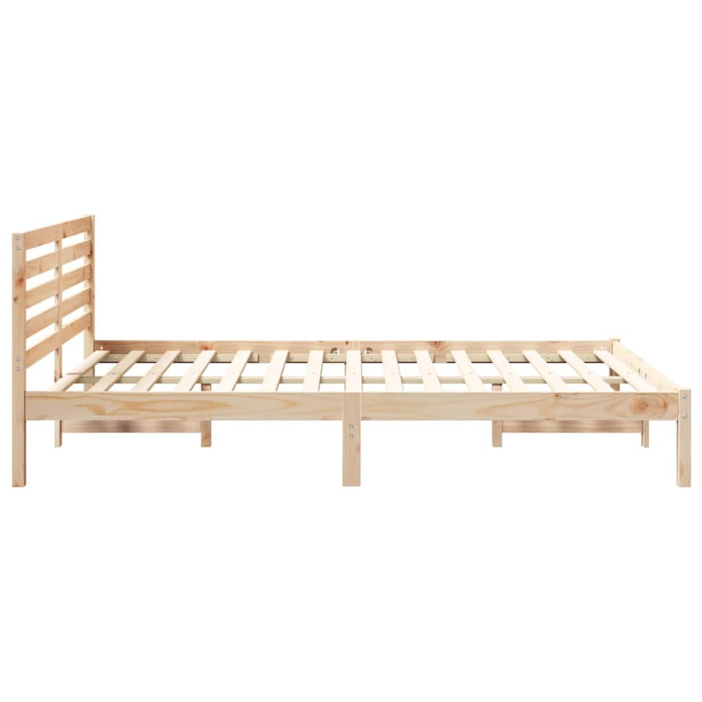 Bedframe met hoofdeinde Bruin 140 x 210 cm Massief grenenhout is nu te koop bij PeponiXL, paradijselijk wonen!