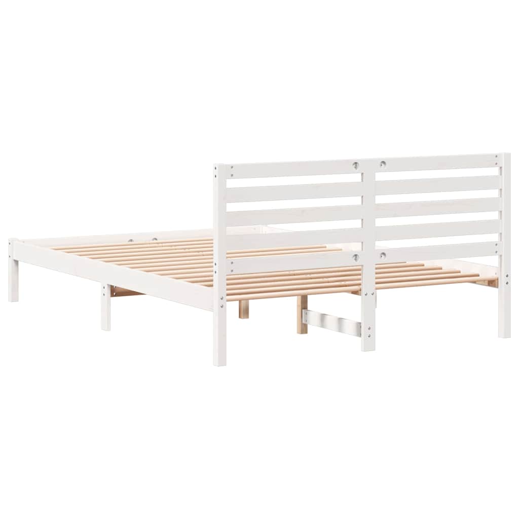 Bedframe met hoofdeinde Wit 140 x 210 cm Massief grenenhout is nu te koop bij PeponiXL, paradijselijk wonen!